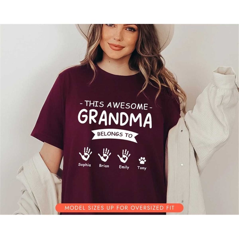 Custom Grandma Shirt, Nana Shirt, Mom Gift for Mothers Day, This Awesome Grandma Belong to with Kids Names Shirt, Mother.jpg