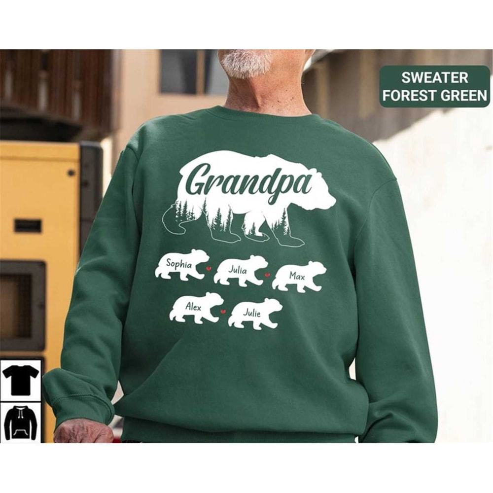 Custom Grandpa Shirt, Grandpa Bear T shirt with Kids Name, Gift for Him, Fathers Day Gift for Grandpa, Grandpa To Be Shi.jpg