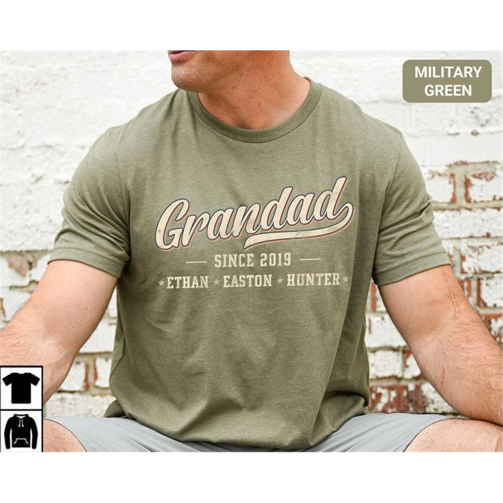 Custom Grandpa Shirt, Vintage Grandad T shirts, Fathers Day Gift for Grandpa, Shirt with Kids Name, Personalized New Gra.jpg
