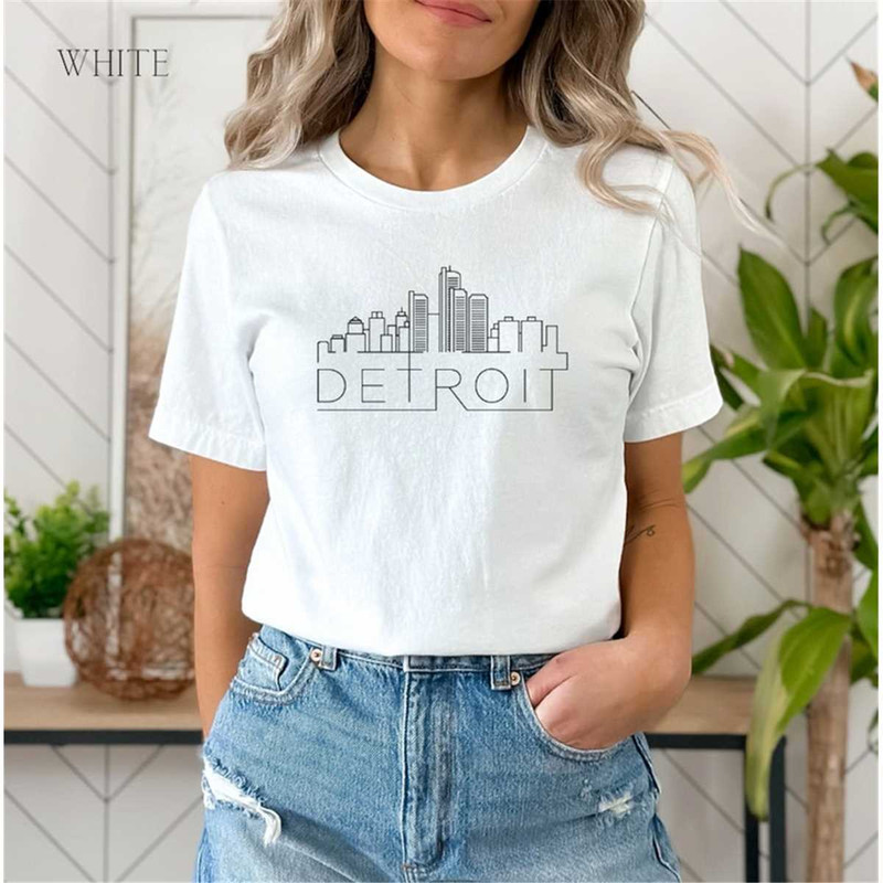 Detroit Michigan Shirt - Unisex Crewneck City Skyline Detroit, Michigan T Shirt, University Shirt, Detroit Pistons Shirt.jpg