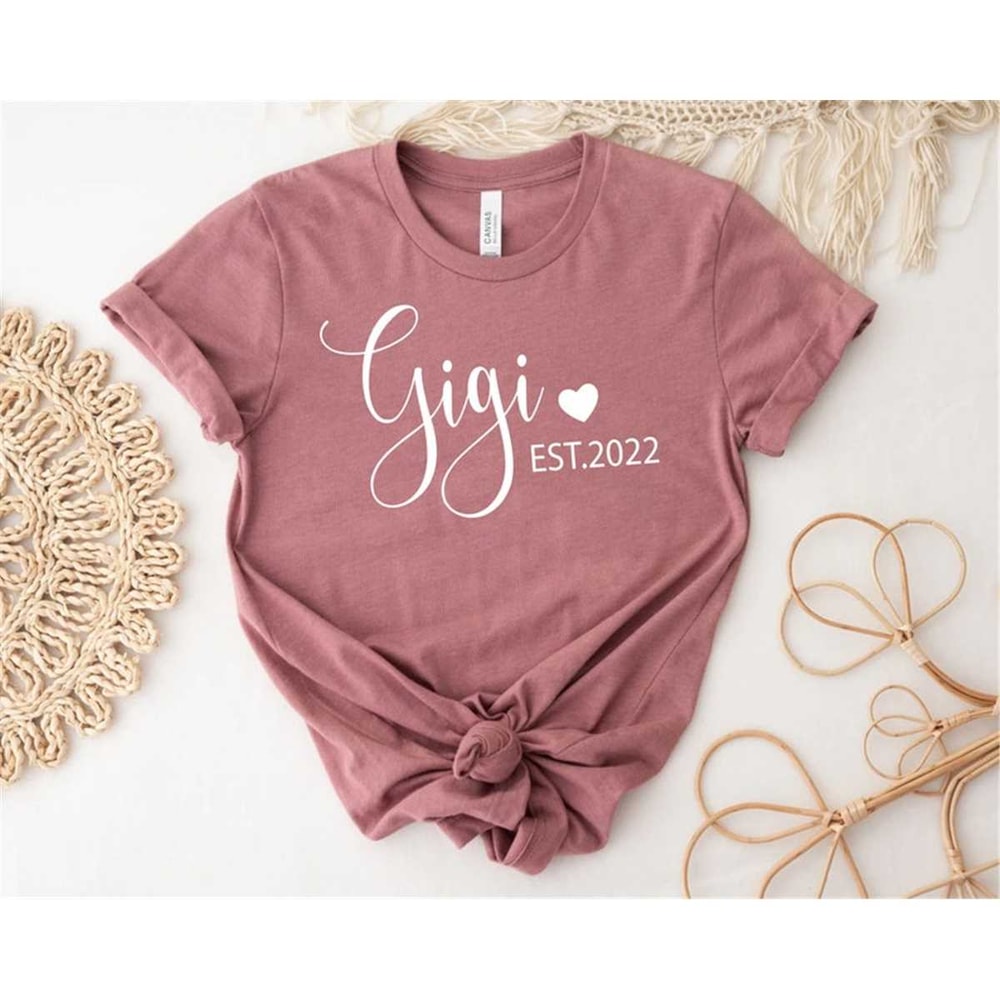 Gigi Shirt, Gigi Est Shirt, Gigi Est Custom Year Shirt, Grandma T-Shirt, Gift for Grandma, Grandma Birthday Gift, Baby A.jpg