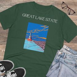 great lake state, michigan art organic t-shirt unisex michigan art, landscape shirt