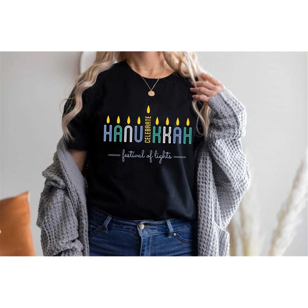 Hanukkah Menorah Shirt, Hanukkah Holiday Shirt, Jewish Gift Tee, Festival Of Light Shirt, Jewish Festival, Menorah, Jewi.jpg