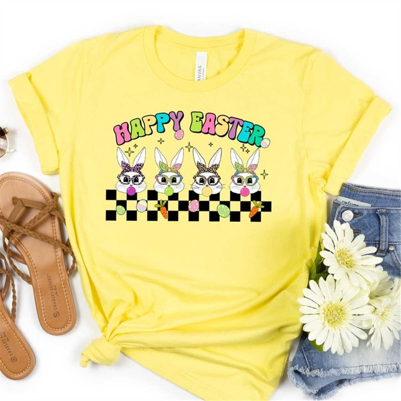 Happy Easter Shirt, Happy Easter Bunnies Shirt, Bunny Shirt, easter Bunny Shirt, Cute Easter Shirt, Leopard Bunny Shirt,.jpg