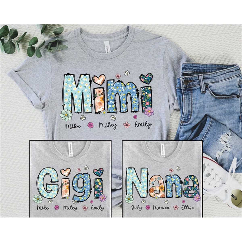 Mimi Floral Shirt, Gift for Grandma, Nana Shirt with Kids Name, Grandma Gift for Mothers Day, Mothers Day Tshirt for Gra.jpg