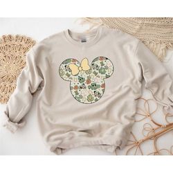 minnie st patricks sweatshirt, gift for her, st patrick sweatshirt, clover bow minnie mouse shirt, disney friends, sham