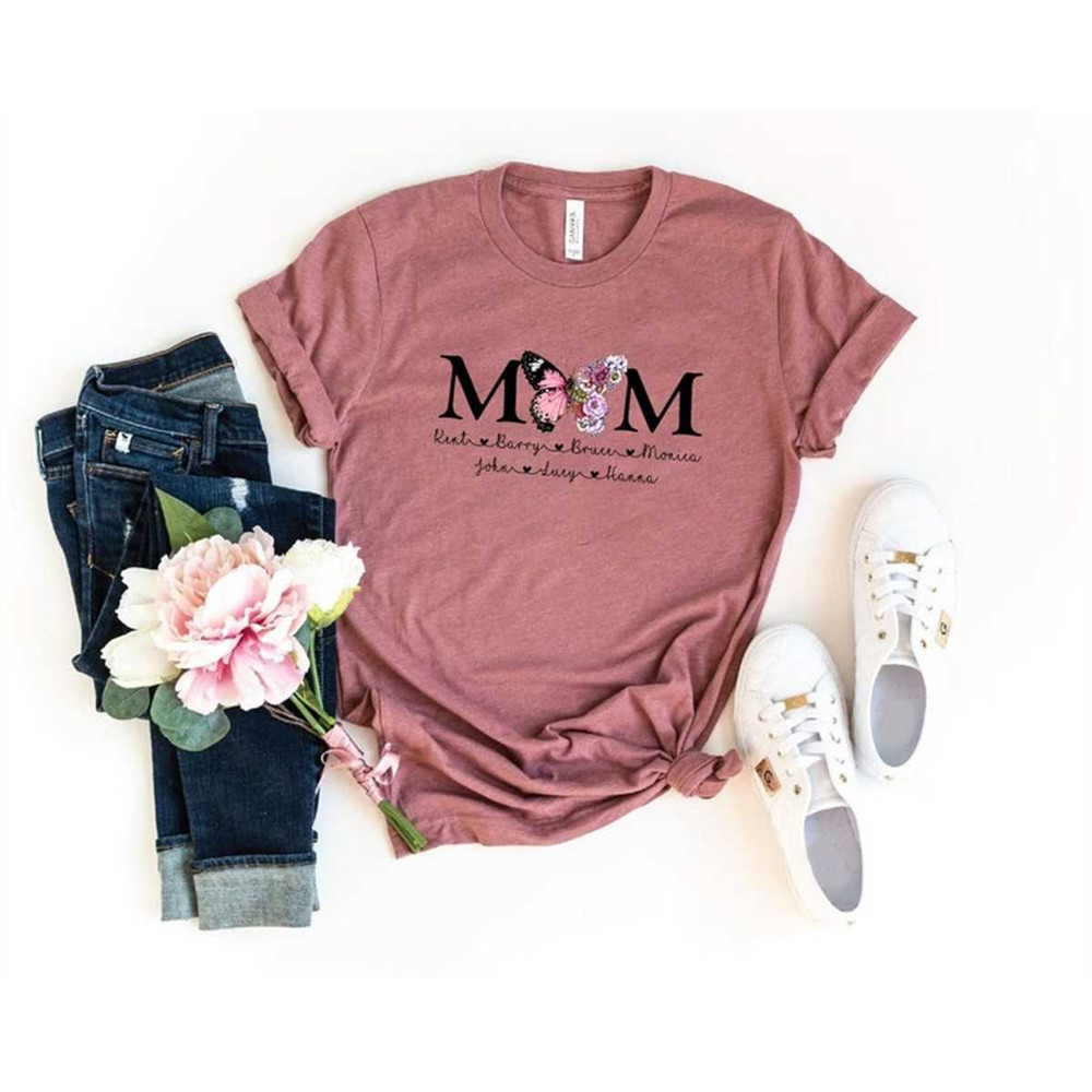 Mom Butterfly Shirt, Custom Mom Shirt with Kids Names, Mothers Day Tshirt, Gift for Mom, Mothers Day Gift, Mom Life Shir.jpg