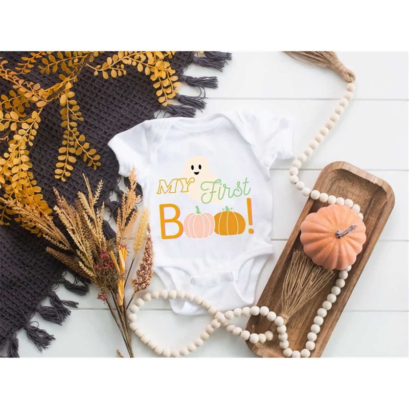 My First Boo Baby Onesie, Halloween Bodysuit, Fall Baby Clothes, My First Boo Toddler Shirt, Halloween Baby Clothes.jpg