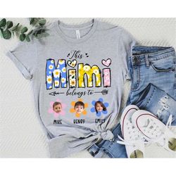 personalized face portrait flower grandma shirt, grandma garden t shirts, custom nana shirt with kids name, mothers day