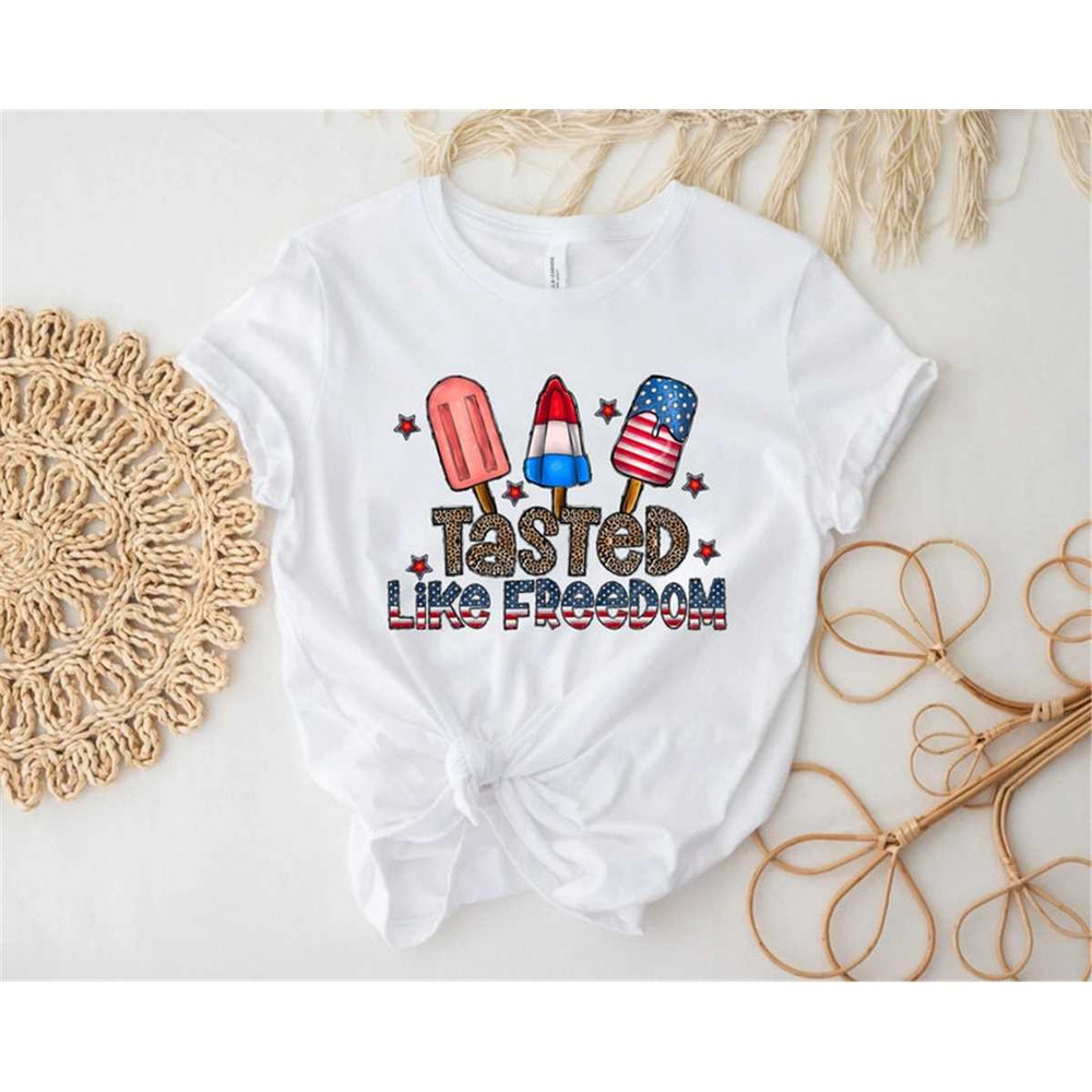 Tasted Like Freedom Shirt, Independence Day T-shirt, Ice Creams Taste Like Freedom T-Shirt, US Flag Tee, Retro Trendy Sh.jpg