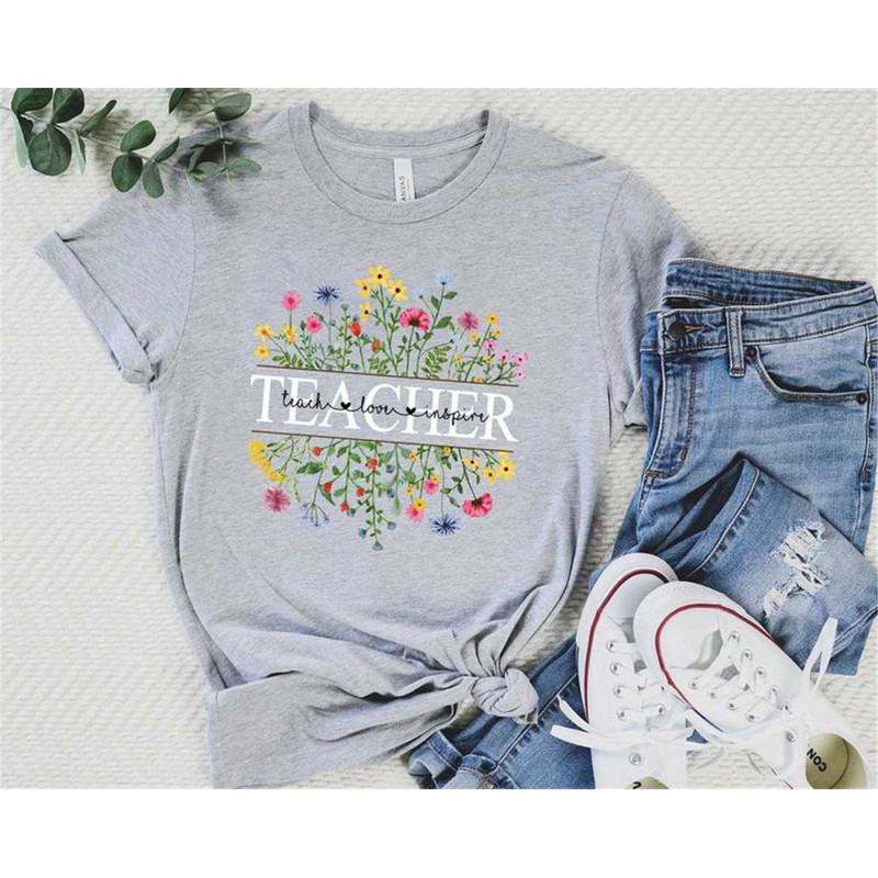 Teacher Flower Shirt, Wildflowers Teacher Sweatshirt, Personalized Teacher T shirt for Women, Teacher Gifts for Her, Cus.jpg