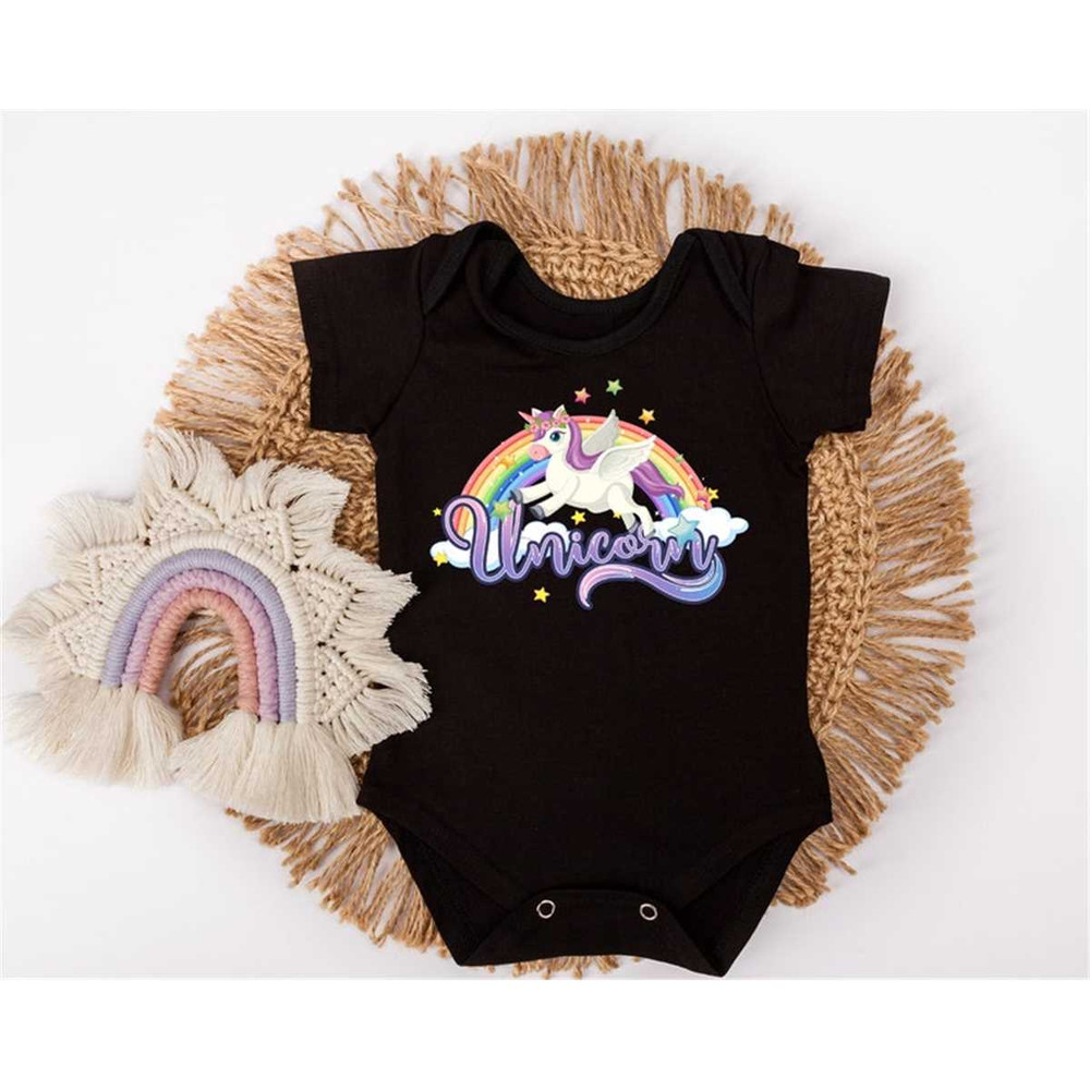 Unicorn Baby Onesie, Funny Animal Onesie, Colorful Unicorn Bodysuit.jpg