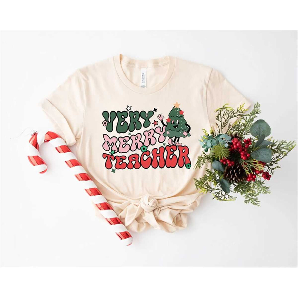 Very Merry Teacher T-Shirt, Christmas Teacher Hoodie, Teaching Shirt, Christmas Teacher Gift, Christmas Tee, Happy Chris.jpg