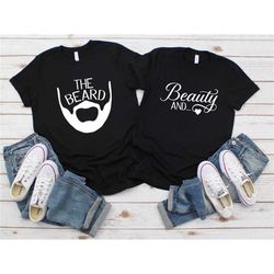 beauty and the beard shirts, matching shirt, funny couple shirt, hubby and wifey shirt, matching couple shirts, his and