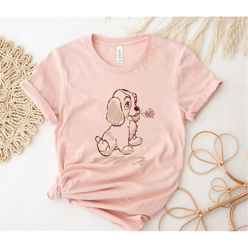Comfort Colors Disney Lady and the Tramp, Lady Puppy Sketch T-Shirt, Walt Disney World, Puppy Shirt, Walt Disney, Disney.jpg