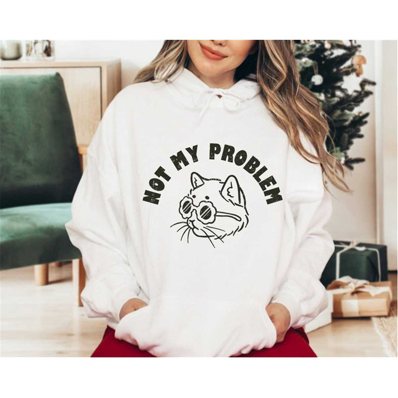 Cool Cat Hoodie, Not My Problem Hoodie, Funny Cat Sweatshirt, Funny Cat Lover Shirt, Cat Mom Sweatshirt, Cat Lover Gift,.jpg