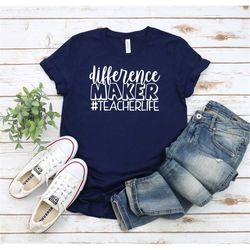 difference maker shirt, coffee teach repeat, teacher shirt, teacher appreciation, teacher tshirt, teacher shirts, school