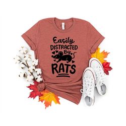 easily distracted by rats shirt, rat lover shirt, funny animal shirt, cute rat shirt, rat lover gift, rat owner shirt, r