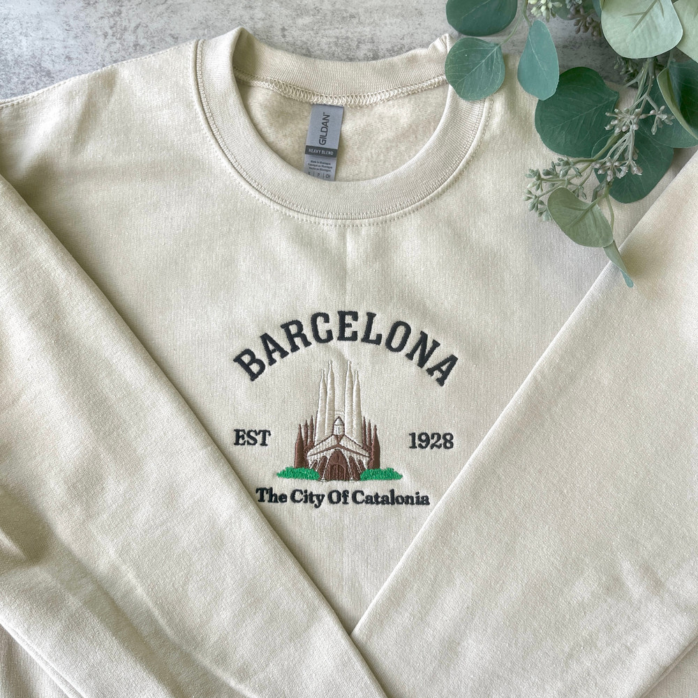 Barcelona Embroidered Sweatshirt, Barcelona Spain Sweatshirt,  Barcelona Spain Crewneck.jpg