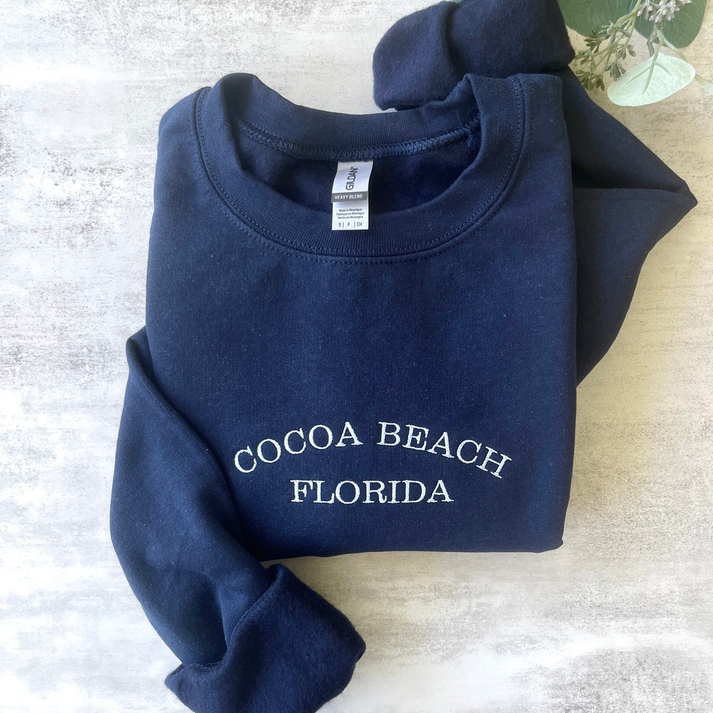 Cocoa Beach Embroidered Sweatshirt, Cocoa Beach Florida Sweatshirt, Cocoa Beach Crewneck, Vacation Gift, Vacation Keepsake.jpg