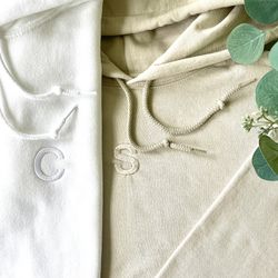 embroidered couple hoodie, matching sweatshirts, gift for her hoodie, embroidered initial hoodie, anniversary gift for h