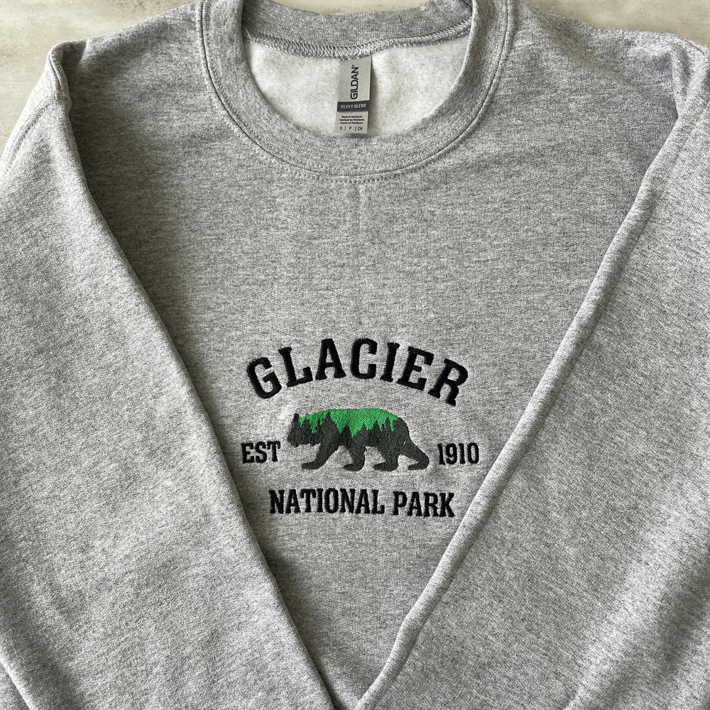 Embroidered Glacier National Park Sweatshirt, Montana Sweatshirt, Gift for Him, Gift for Her, National Park Shirt, Fall Sweatshirt.jpg