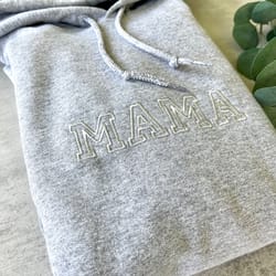 embroidered mama sweatshirt hoodie, mama sweatshirt, gift for her hoodie, embroidered hoodie, gray hoodie, gray sweatshi