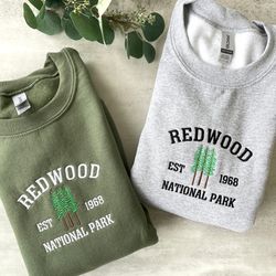 embroidered redwood national park sweatshirt, redwood national park crewneck, vacation sweatshirt, graphic sweatshirt, a