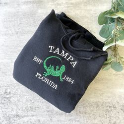 embroidered tampa florida hoodie, florida sweatshirt, tampa sweatshirt, graphic sweatshirt, embroidered sweatshirt, fall