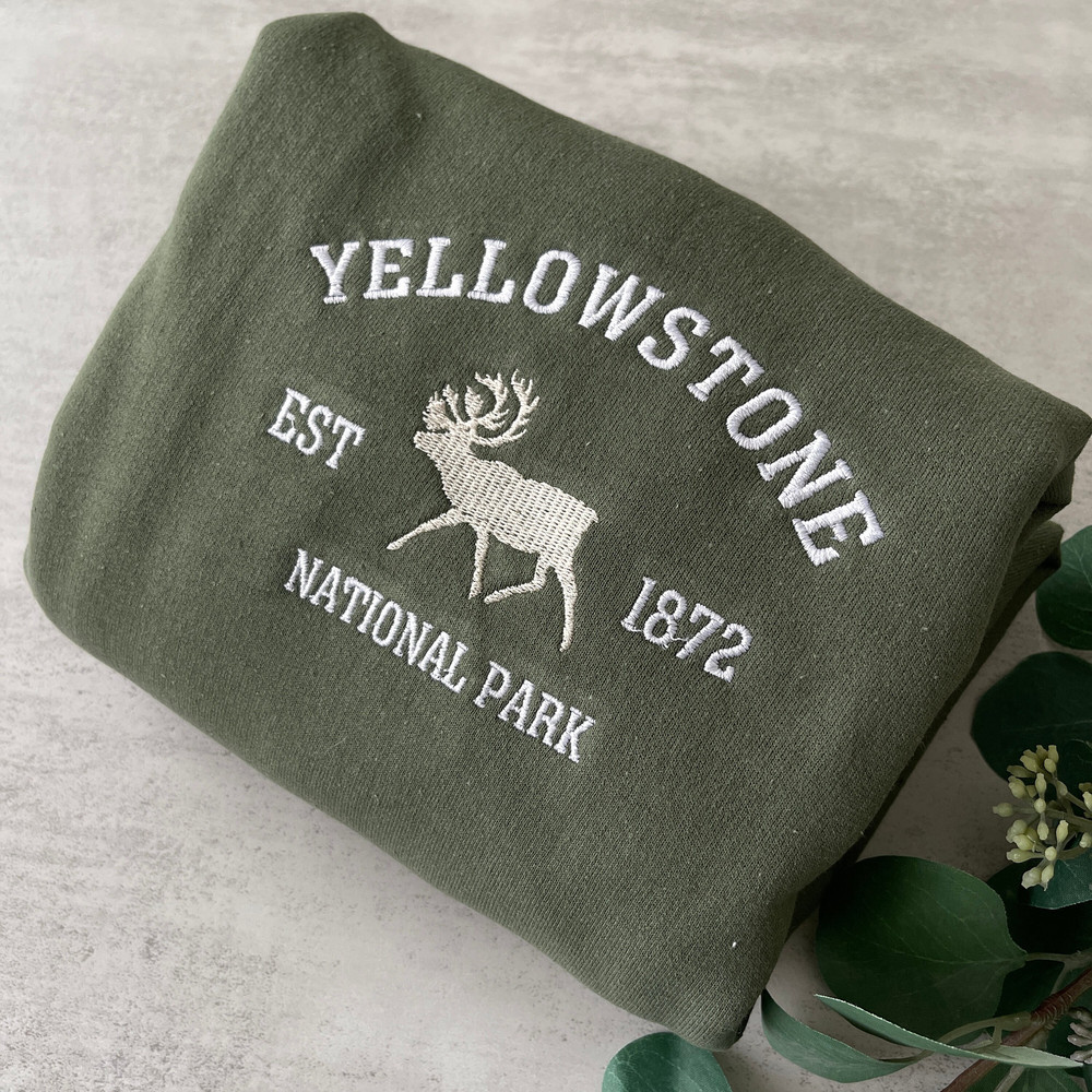 Embroidered Yellowstone National Park Sweatshirt, Wyoming Sweatshirt, Yellowstone Sweatshirt, Gift for Him, Gift for Her, Aesthetic, Trendy.jpg
