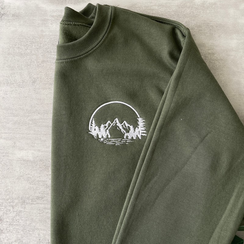 Trees and Mountain Sweatshirt, Embroidered Mountains and Trees Sweatshirt.jpg