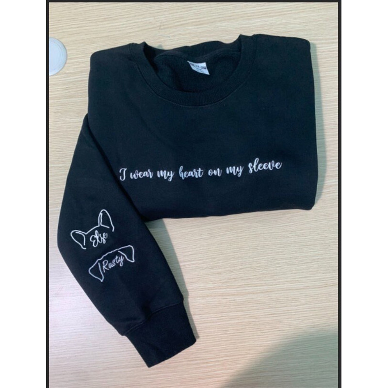 Embroidered Custom Dog, Cat Ear with Name, Custom DogCat Dad Gift Father's Day, Pet Gift, I Wear My Heart On My Sleeve with DogCat Names 1.jpg