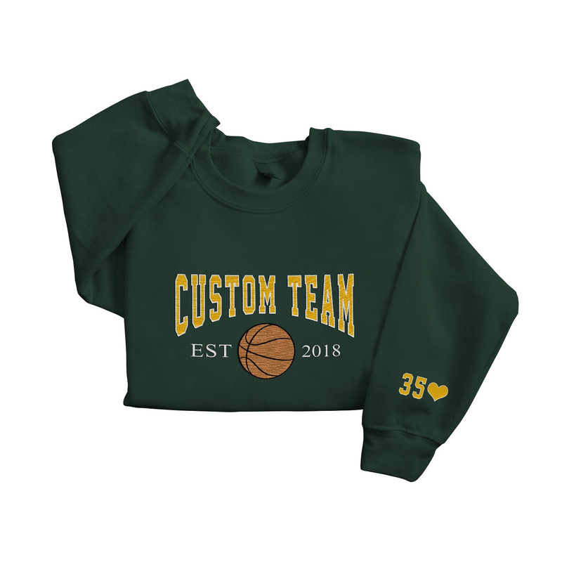 Embroidered Custom Team Basketball Sweatshirt, Custom number Basketball Embroidered Hoodie, Unisex Tee.jpg