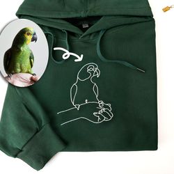 custom embroidered parrot hoodie,personalised one-line pet sweatshirt, parrot lover gift, animal lover hoodie,parrot own