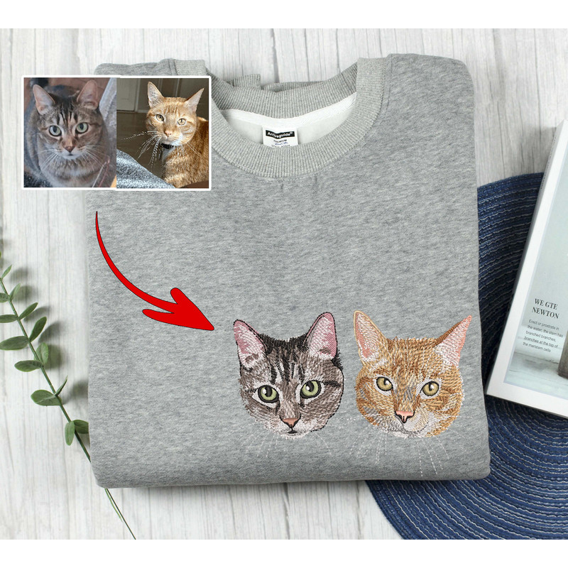 Custom Embroidered Pet Shirt, Pet Lover  Gifts, Custom Cat Portrait Shirt, Pet Shirt, Cat Mom Gift, Cat Embroidery, Cat Lover Gift 2.jpg