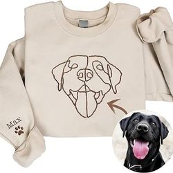 custom embroidered pet sweatshirt, personalized one line pet sweatshirt, dog mom sweater, dog lover gifts, custom dog po