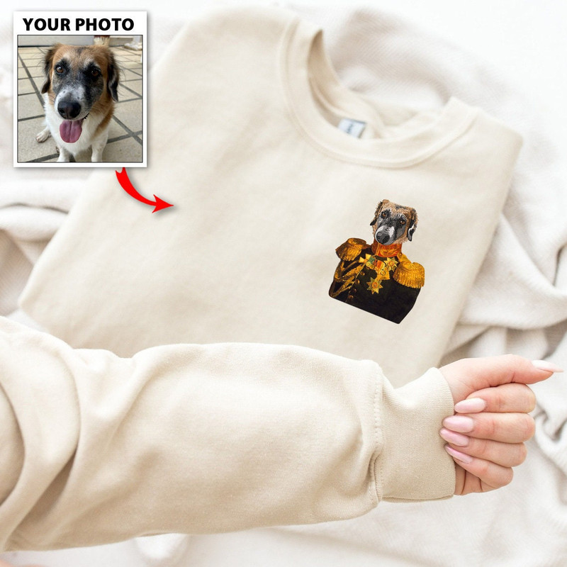 Custom Pet Portrait Embroidered Sweatshirt, Renaissance Dog Portrait from Photo, Royal Pet King Portrait Embroidered, Pet Embroidered.jpg