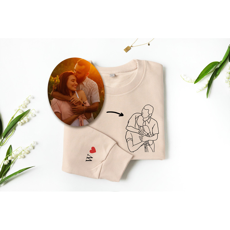 Custom Portrait Picture Sweatshirt,Outline Photo Sweatshirt,Custom Portrait Sweatshirt,Family Portrait Sweatshirt,Couple Gift,Wedding Gift 1.jpg