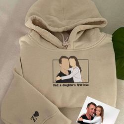 customized dad and daughter photo embroidered sweatshirt, gift for fathers day, family photo embroidered hoodie, gift fr