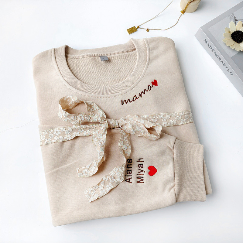 Mama Embroidered Sweatshirt, Custom Mama Shirt With Kids Names, Gift for Wife, Pregnancy Reveal, Gift for New Mom,Grandmother Gift.jpg