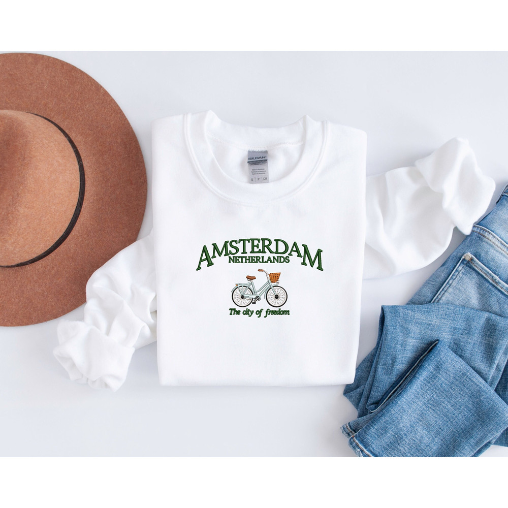 Embroidered Amsterdam Netherlands Sweatshirt  Trendy Crewneck  Embroidered Sweatshirt.jpg