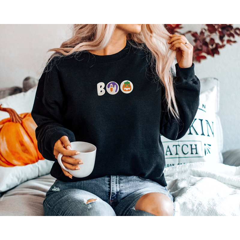 Embroidered BOO Sugar Halloween Cookie Sweatshirt  Trendy Spooky Crewneck  Embroidered Sweatshirt  Oversized Fall Sweatshirt.jpg