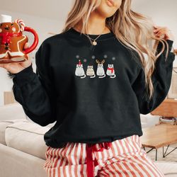embroidered christmas cats sweatshirt christmas crewneck embroidered sweatshirt gift for her