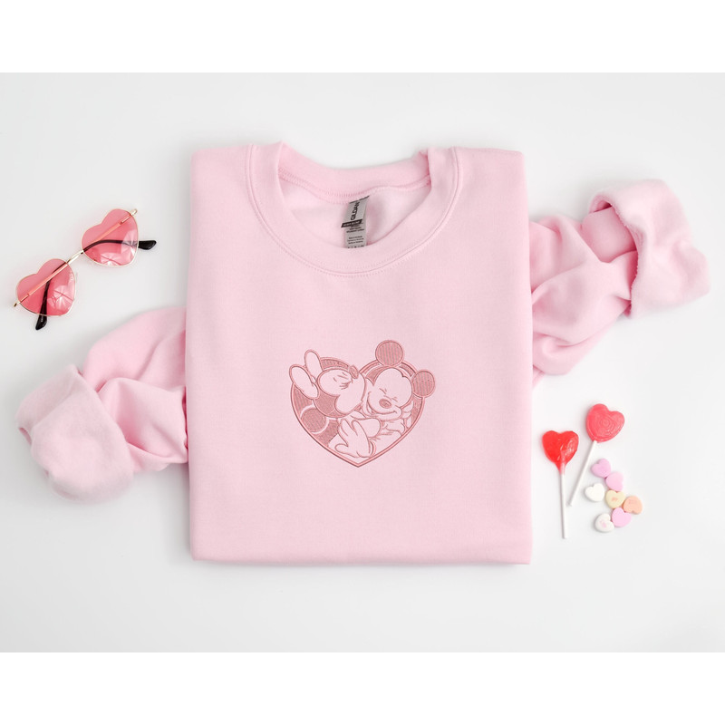 Embroidered Couple's Sweetheart Sweatshirt  Valentine's Day Crewneck  Embroidered Mickey Sweatshirt.jpg