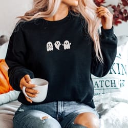 embroidered ghost halloween sweatshirt trendy spooky crewneck embroidered sweatshirt vintage oversized sweatshirt
