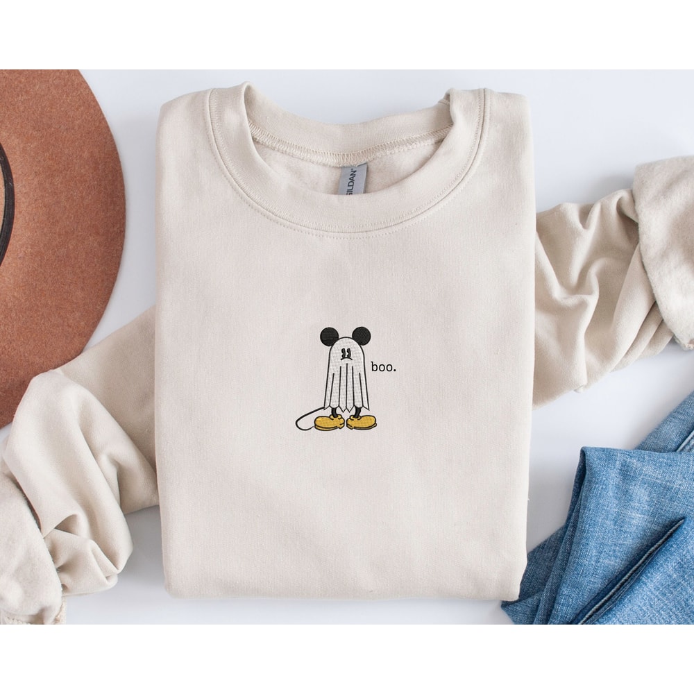 Embroidered Halloween Ghost Mickey Sweatshirt Trendy Mouse Crewneck Embroidered Sweatshirt Vintage Oversized Sweatshirt.jpg