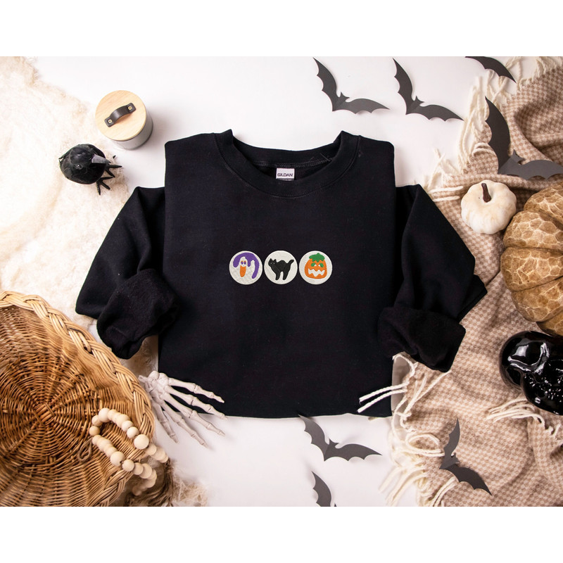Embroidered Halloween Sugar Cookie Sweatshirt  Trendy Spooky Crewneck  Embroidered Sweatshirt  Oversized Fall Sweatshirt.jpg
