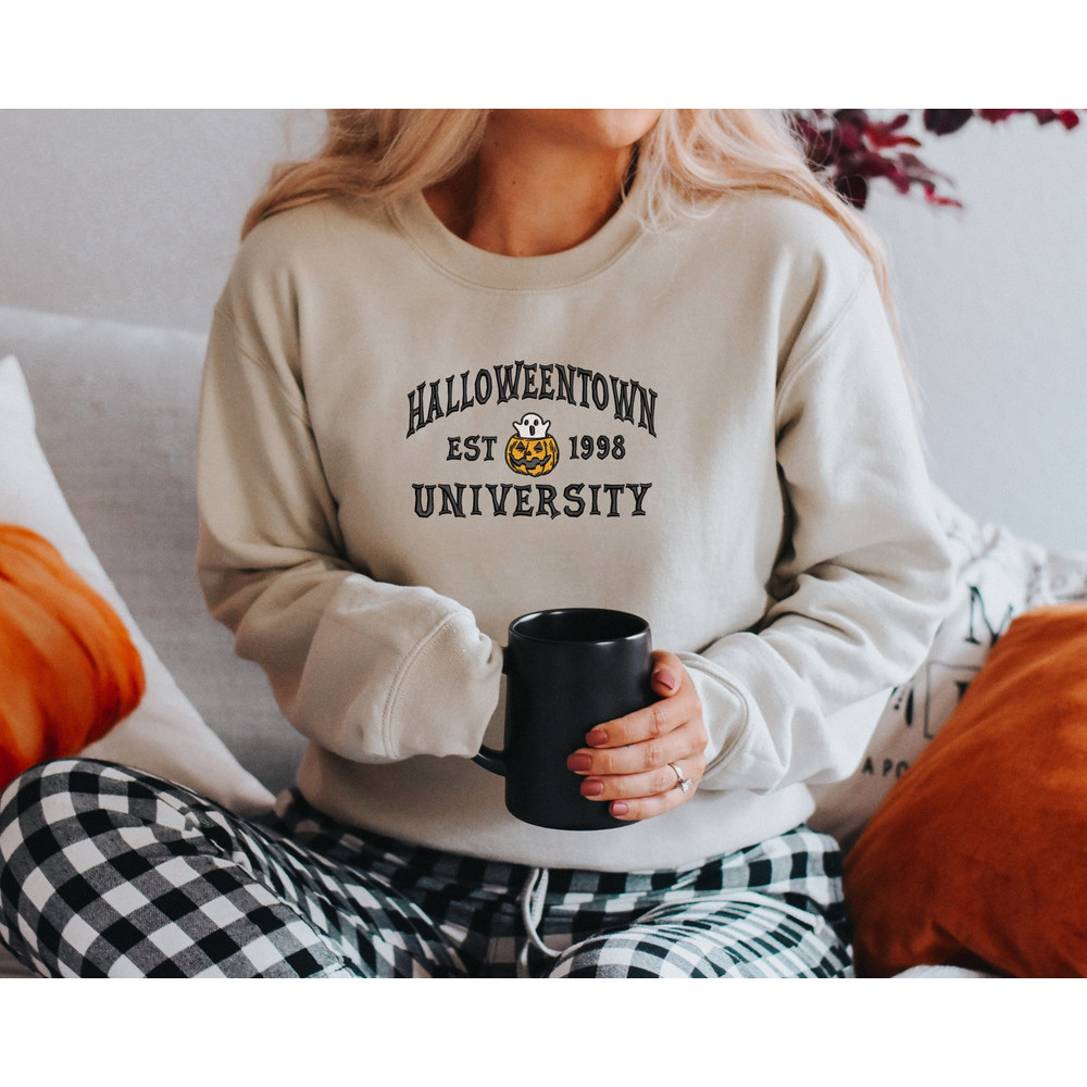 Embroidered Halloween Town University Sweatshirt  Trendy Spooky Crewneck  Embroidered Sweatshirt  Oversized Fall Sweatshirt.jpg
