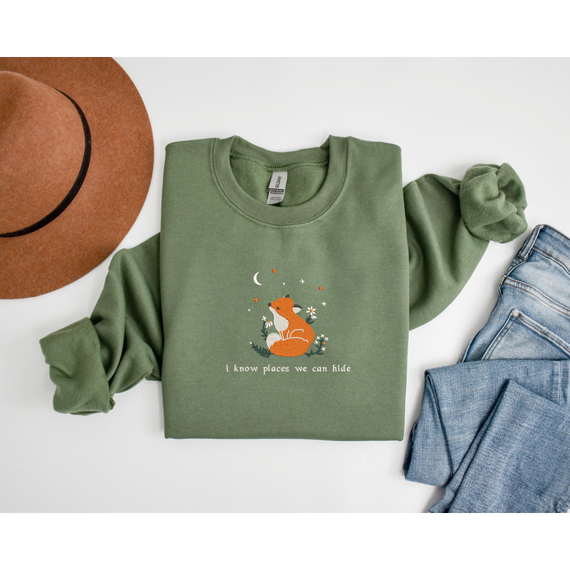 Embroidered I Know Places Sweatshirt  Trendy Fox Crewneck  Embroidered Sweatshirt  Gift For Her.jpg