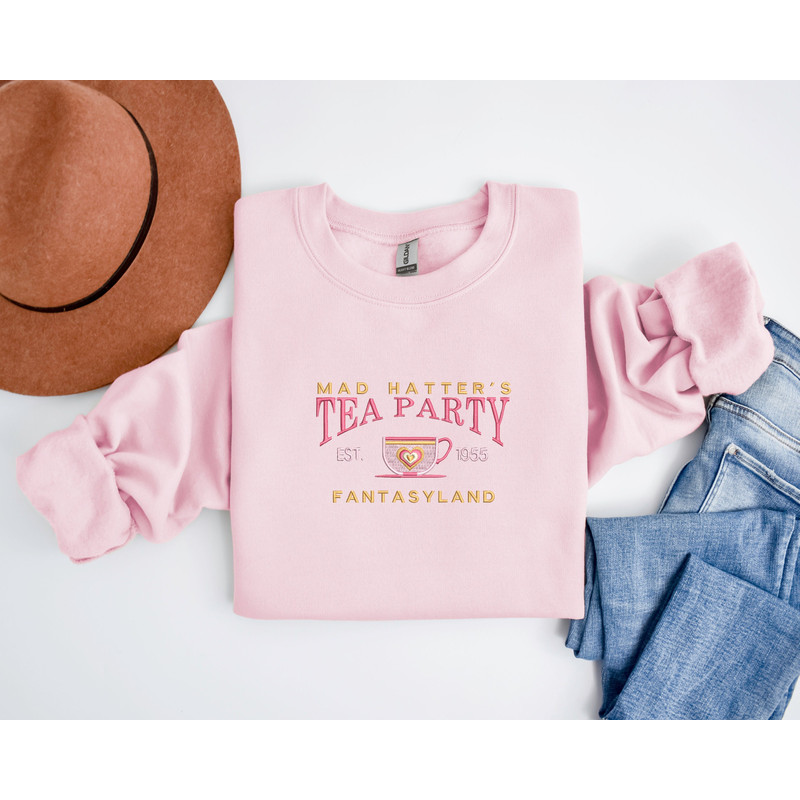Embroidered Mad Hatter's Tea Party Sweatshirt Trendy Alice Crewneck Embroidered Sweatshirt.jpg
